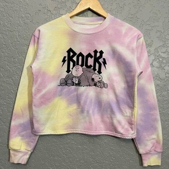 Peanuts Snoopy & Charlie Brown Rock Out Tie Dye Sweatshirt - Picture 8 of 10
